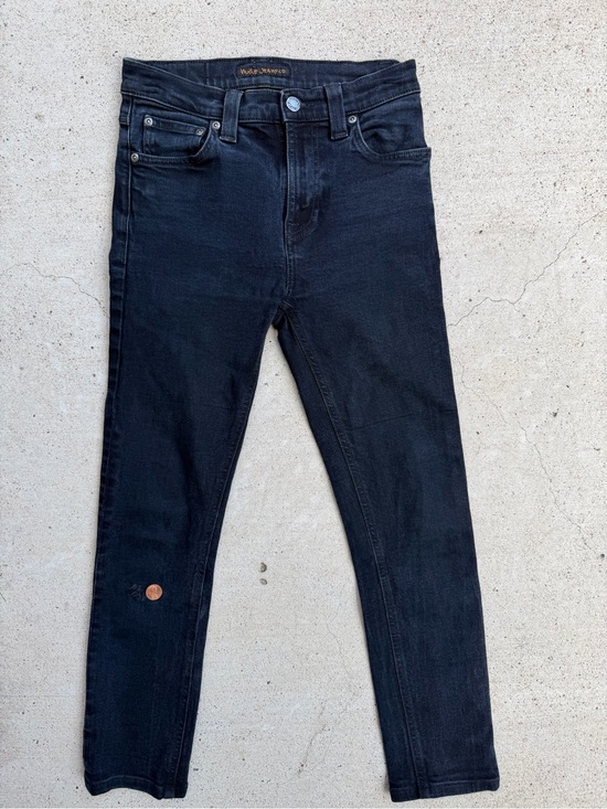 Nudie Jeans Denim - Nudie Jeans High Kai Skinny Black Organic Cotton W26 Hemmed Distressed